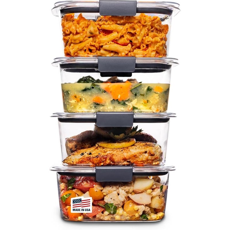 Rubbermaid 2108398 Leak-Proof Brilliance Food Storage Set | 1.3 Cup Plastic Containers with Lids | Microwave and Dishwasher Safe 4.7 Cup, 4-Pack 2041407 - Image 1