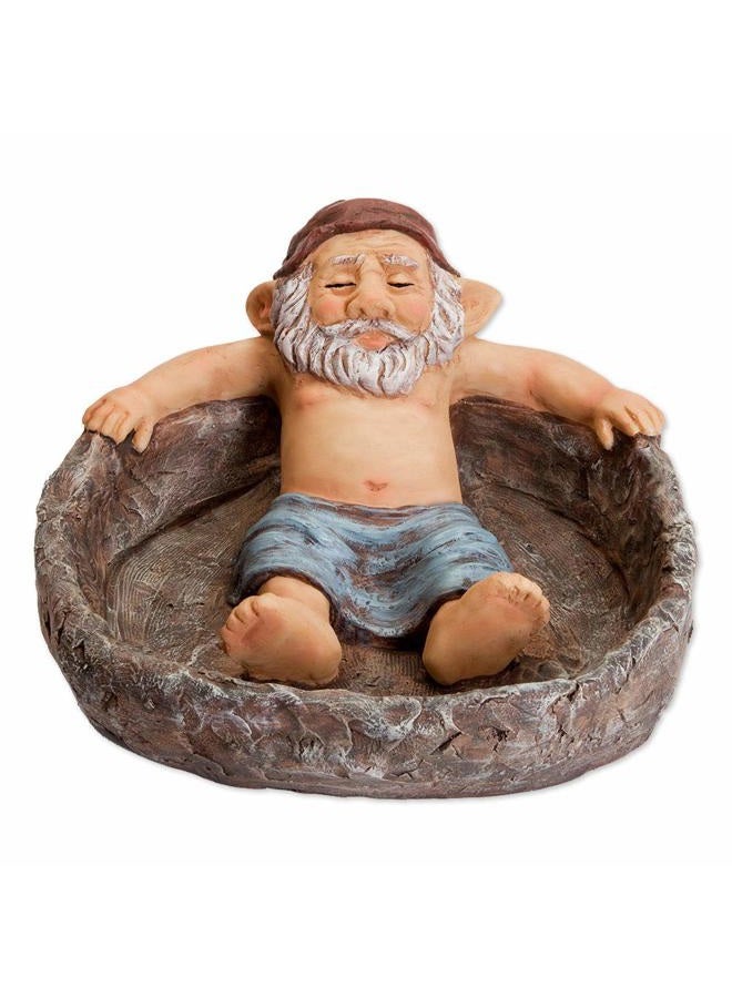 Bits and Pieces Gnome Relaxing Pool - Elf Birdbath Garden Art Statue - Outdoor Garden Decor Sculpture - Image 1