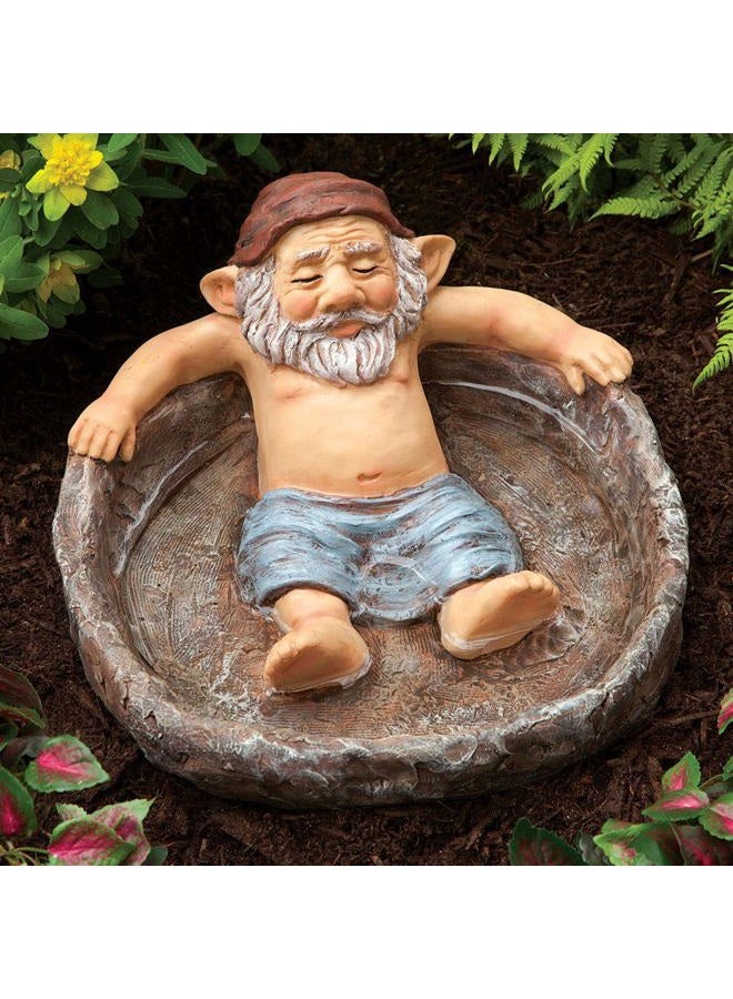 Bits and Pieces Gnome Relaxing Pool - Elf Birdbath Garden Art Statue - Outdoor Garden Decor Sculpture - Image 2