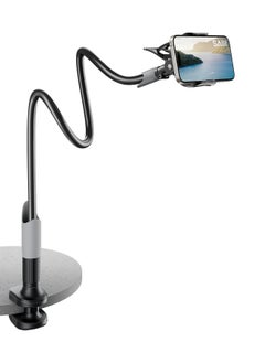 SAIJI SAIJI Gooseneck Bed Phone Holder, Flexible Long Arm Phone Mount for Desk, Clip Bracket Clamp Stand, iPhone Stand, Mobile Cell Phone Stand Document Camera Nintendo Switch (Black)  - Image 1