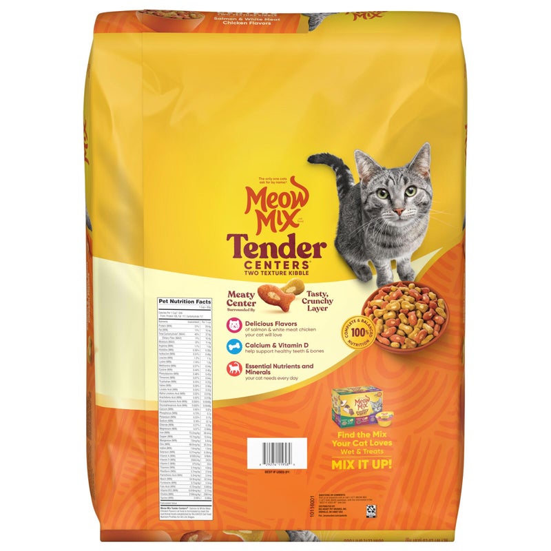 Meow Mix ميو ميكس تندر سنترز، نكهات السلمون واللحم الأبيض من الدجاج، طعام جاف للقطط، كيس 20 lb. - Image 4