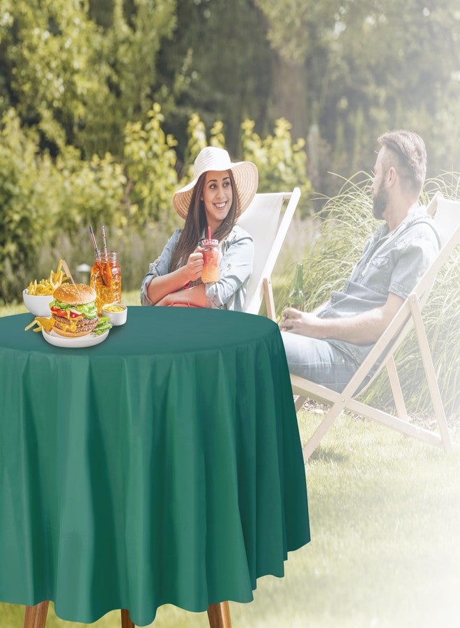Party Dimensions Green Disposable Plastic Tablecloth for Round Tables (12 Pack) Table Cloths for Parties, Events & Weddings, Indoors & Outdoors, 84 inches, Plastic Table Cover - Image 4