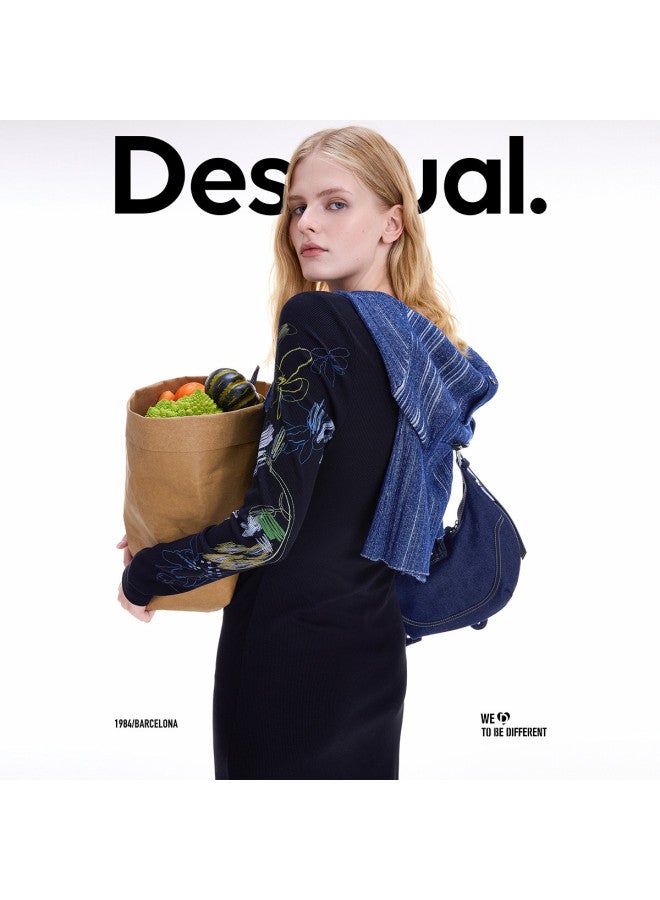 DESIGUAL hand-painted Abstract Floral Print Ribbed Dress - Fall/winter 2025 Collection - Image 5