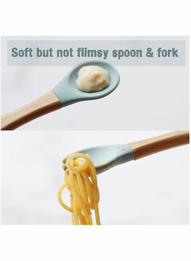 Baby Led Weaning Spoon And Fork, Baby Dishes And Utensils Set For Boy And Girl, Dusty Blue - Image 3