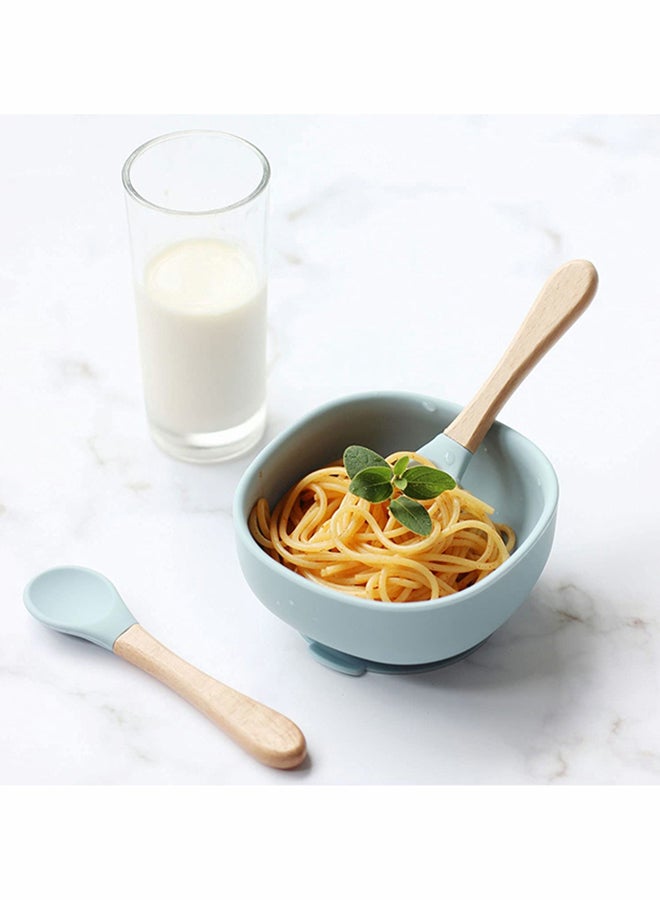 Baby Led Weaning Spoon And Fork, Baby Dishes And Utensils Set For Boy And Girl, Dusty Blue - Image 2