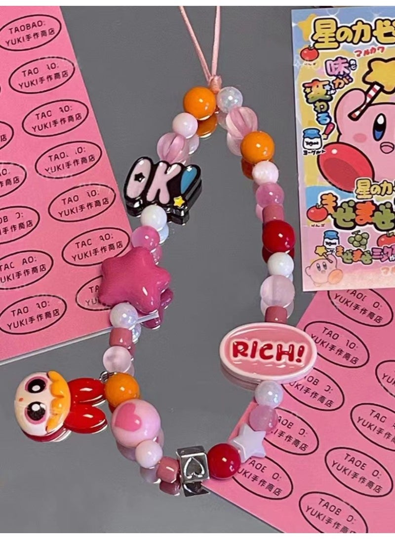 NIBEMINENT Beaded Phone Lanyard, Anti Lost Removable Wrist Strap,Skydiving Little Girls Bracelet Pendant, Phone Keychain Lanyard