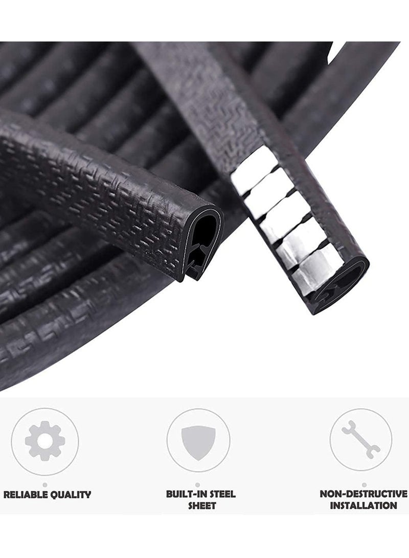 33Ft(10M) Long Car Door Edge Guards,U Shape Trim Rubber Seal Protector Protection Anti-Collision Clips Fit for Most Car| Black | - Image 3