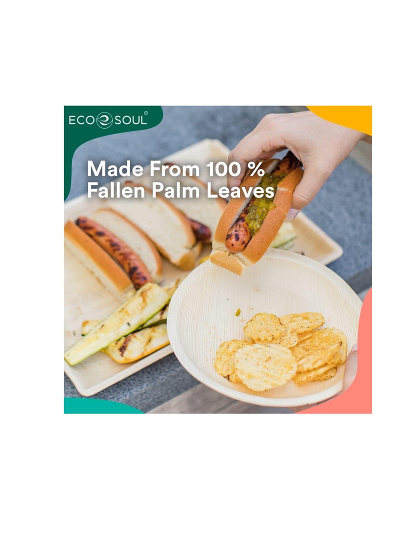 ECO SOUL ECO SOUL 100% Compostable, Biodegradable, Disposable Palm Leaf Plates | Like Bamboo Plates, Eco-friendly 10', 8' | Sturdy, Microwave & Oven Safe | Party, Wedding, Event Plates (25, 8 inch round)  - Image 2
