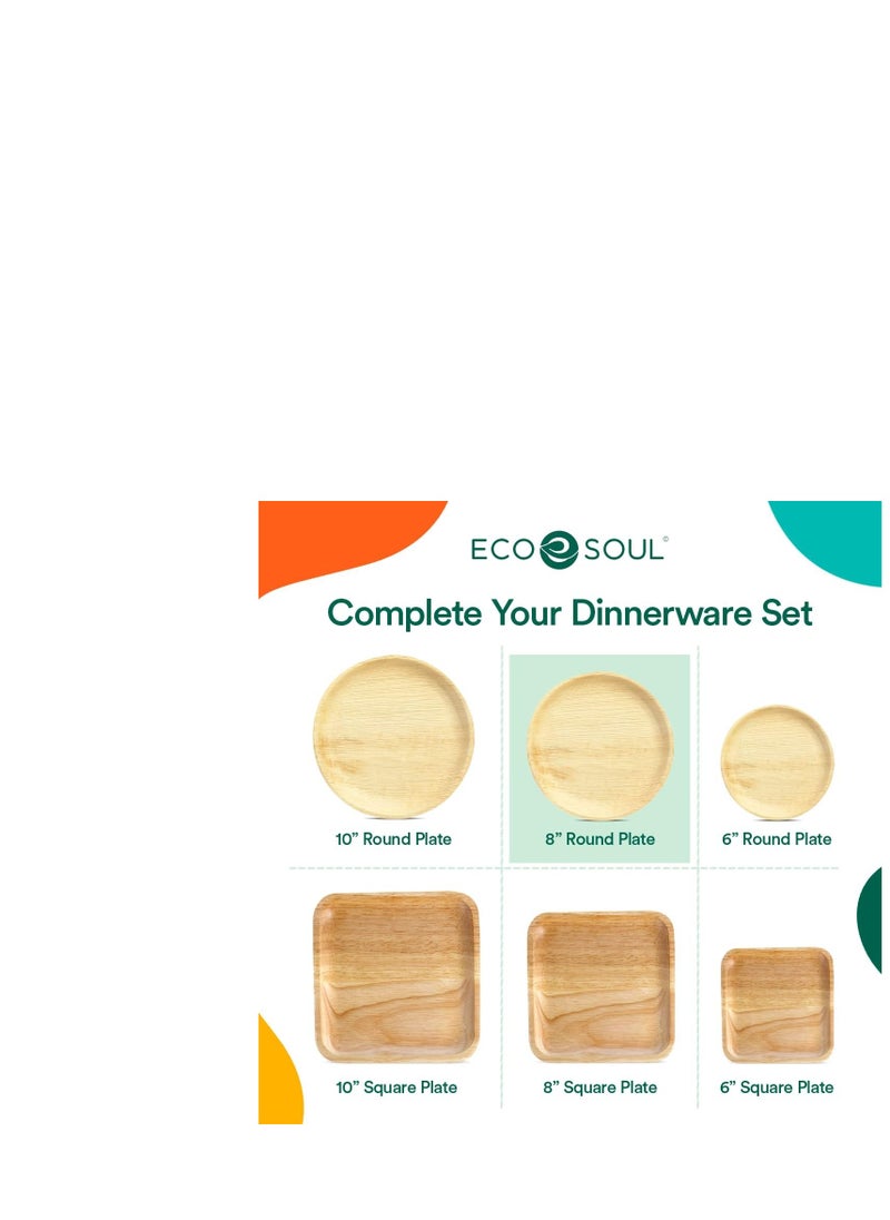 ECO SOUL ECO SOUL 100% Compostable, Biodegradable, Disposable Palm Leaf Plates | Like Bamboo Plates, Eco-friendly 10', 8' | Sturdy, Microwave & Oven Safe | Party, Wedding, Event Plates (25, 8 inch round)  - Image 5