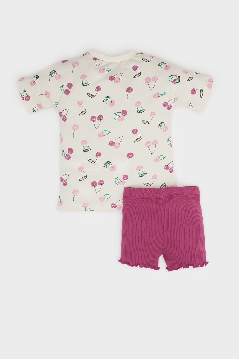 DeFacto Baby Girl 2 piece Regular Fit Crew Neck Flower Set - Image 3