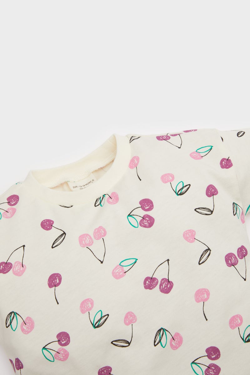 DeFacto Baby Girl 2 piece Regular Fit Crew Neck Flower Set - Image 2