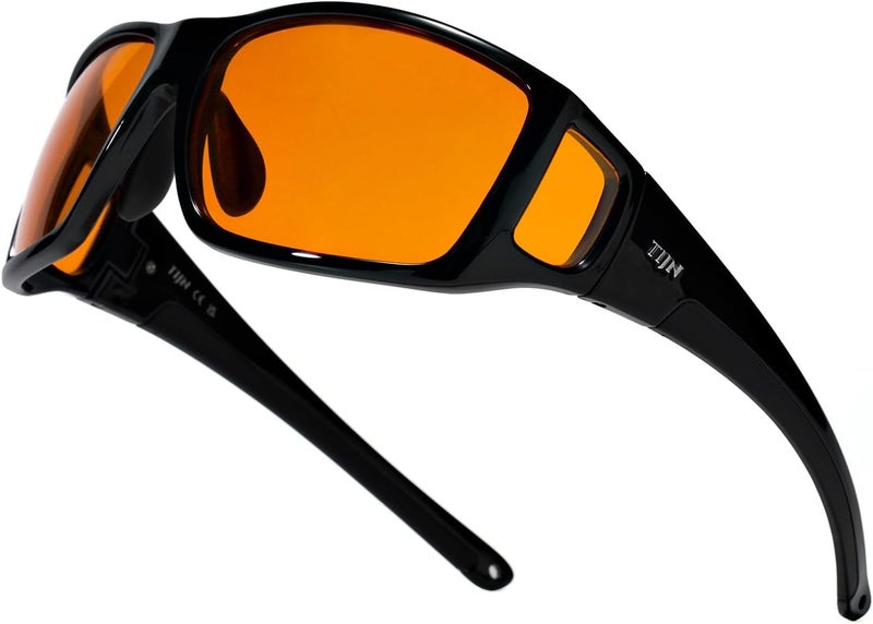 TIJN Popular practical build Sonia Red Sleep Glasses Orange Lens for Blue & Green Light Blocking,Dual AR Coating,Wraparound Frame for Gaming Screen Flexible varied design - Image 1