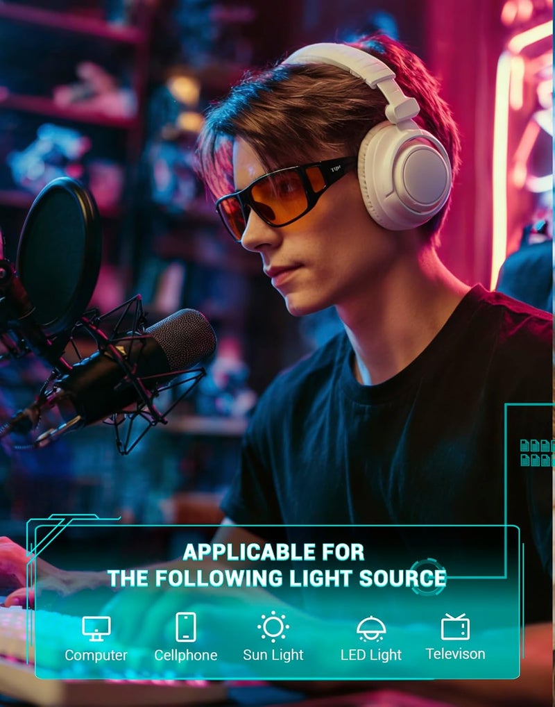 TIJN Popular practical build Sonia Red Sleep Glasses Orange Lens for Blue & Green Light Blocking,Dual AR Coating,Wraparound Frame for Gaming Screen Flexible varied design - Image 2