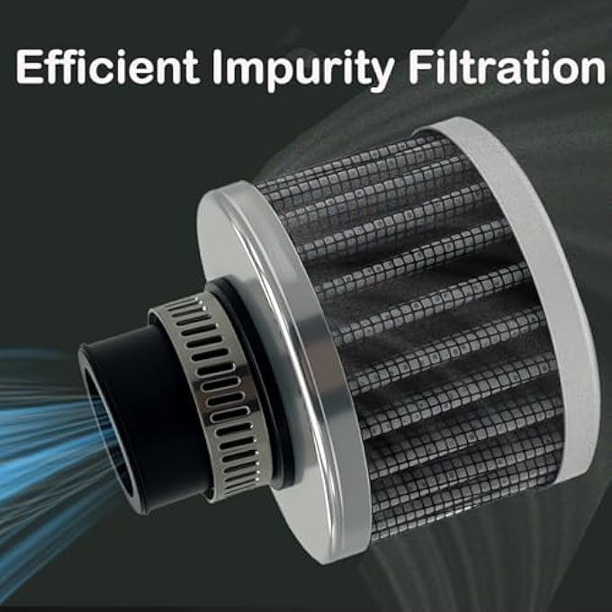3DSKY 18mm Cold Air Intake Filter, Automotive Cold Air Breather Filter with Adjustable Clamp, Car Valve CoverTurbo Vent Cleaner Accessory, Fits for Car Motorcycle (Sliver) - Image 2