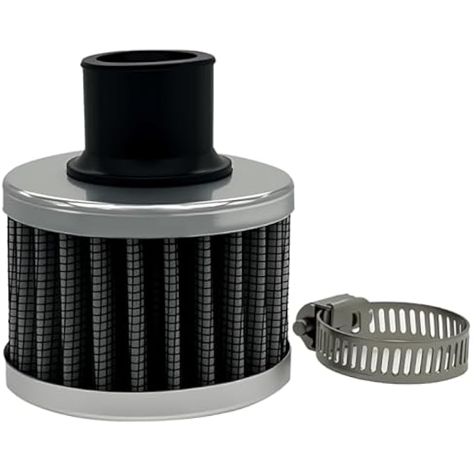 3DSKY 18mm Cold Air Intake Filter, Automotive Cold Air Breather Filter with Adjustable Clamp, Car Valve CoverTurbo Vent Cleaner Accessory, Fits for Car Motorcycle (Sliver) - Image 1