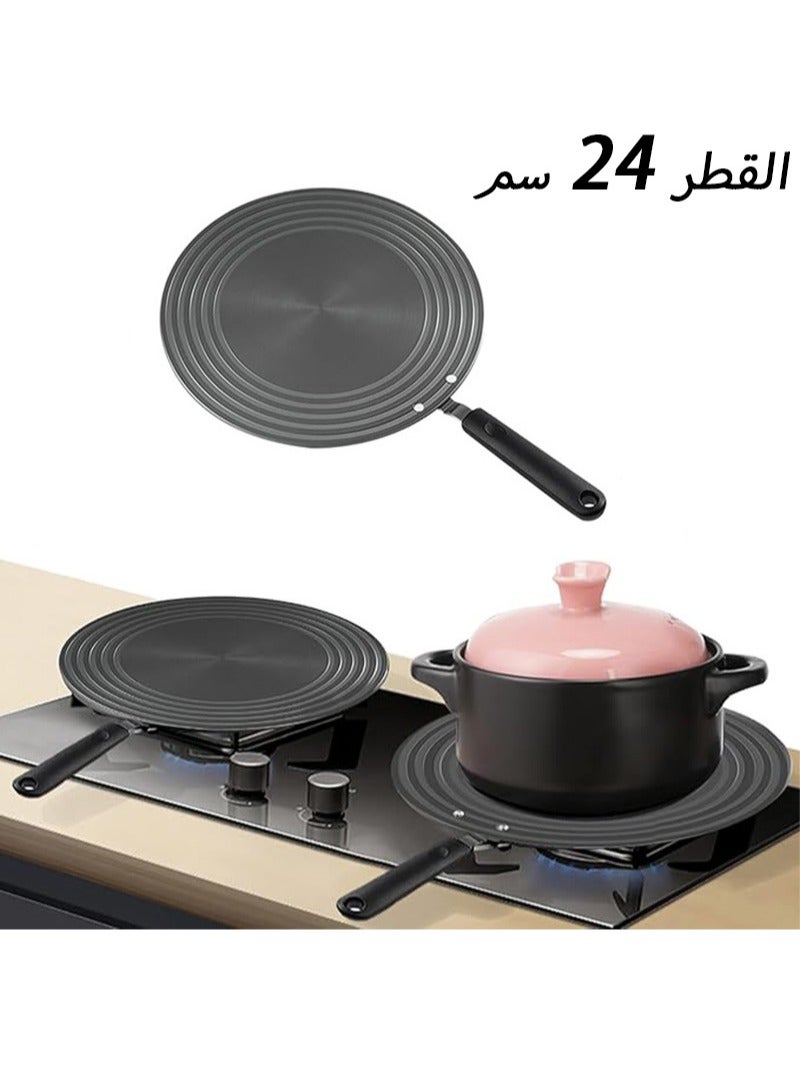 Apustim Diffuser For Gas Stove，Upgraded And Thickened Heat Conduction Plate With Anti Scalding Handle，Protect Pot Accessories，Suitable For Gas Stove，Induction Cooker，Cooking Pot，Stove （Diameter 24cm）  - Image 1