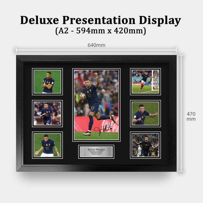 HWC Trading تذكارات موقعة من كيليان مبابي فرنسا - عرض صورة موقعة لمحبي كرة القدم ومشجعيها - A2 مؤطرة - Image 2