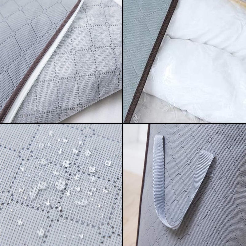 شنط تخزين أسفل السرير بسوست ونافذة شفافة، علبة تنظيم كبيرة توضع تحت السرير للملابس واللحاف ، مقاس كبير، 3 قطع - Image 2