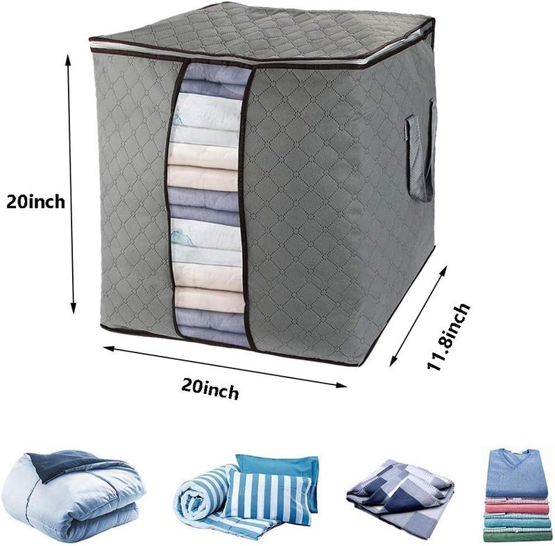 شنط تخزين أسفل السرير بسوست ونافذة شفافة، علبة تنظيم كبيرة توضع تحت السرير للملابس واللحاف ، مقاس كبير، 3 قطع - Image 4