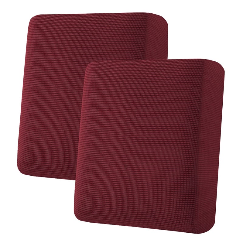H.VERSAILTEX HVERSAILTEX Super Stretch Individual Seat Cushion Covers Sofa Covers Couch Cushion Covers Slipcover Sets Thick Jacquard Textured Twill Fabric 2 Piece Medium Sofa Cushion Covers Burgundy Red