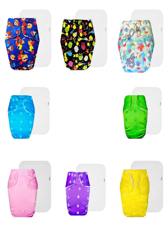 Dumbledo Premium Cloth Diaper with Cotton Insert (Pack of 8) | Soft & Gentle | Breathable | Easy to Clean | Ideal for Toddlers | 3 Months - 3 Years | Unisex Baby - Image 1