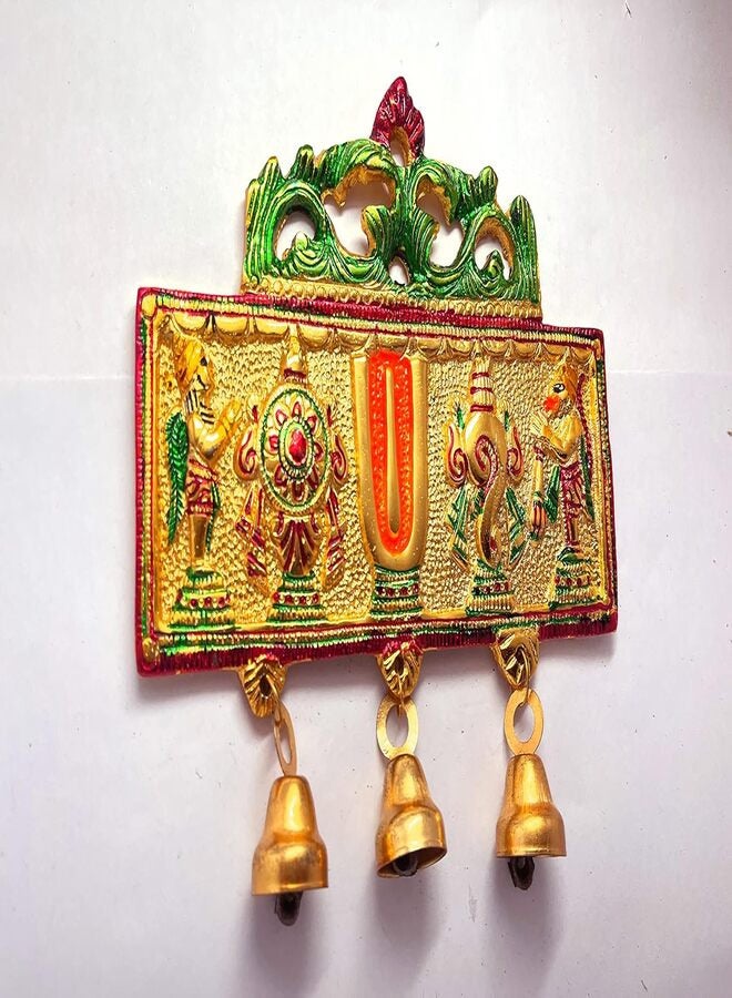 KridayKraft Wall Hanging Tirupati Balaji Symbol Shankh Chakra Tilak with Hanuman ji and garud Statue Gold Plating Antique Decorative for Home & Office Table Showpiece Figurines - Image 2
