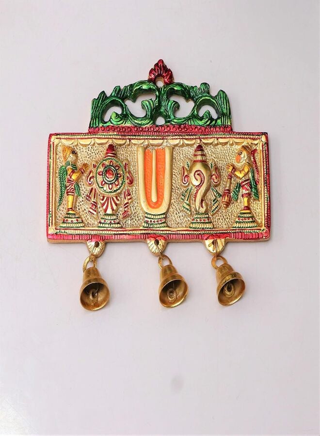 KridayKraft Wall Hanging Tirupati Balaji Symbol Shankh Chakra Tilak with Hanuman ji and garud Statue Gold Plating Antique Decorative for Home & Office Table Showpiece Figurines - Image 1