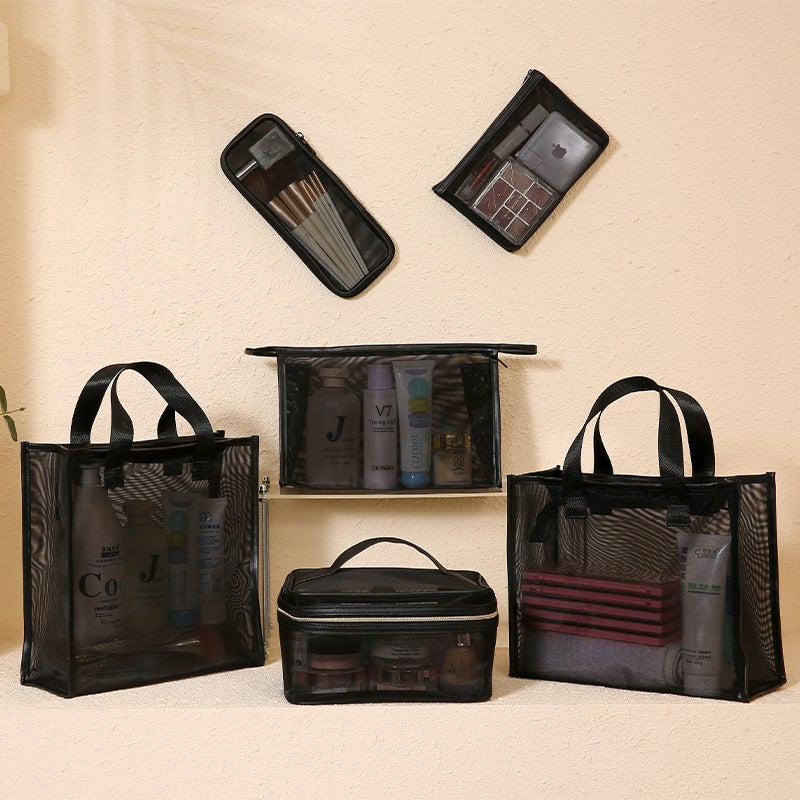 Nylon Mesh Cosmetic Bag Large Capacity Travel Cosmetic Storage Bag Niche Toiletry Storage Bag - Image 3