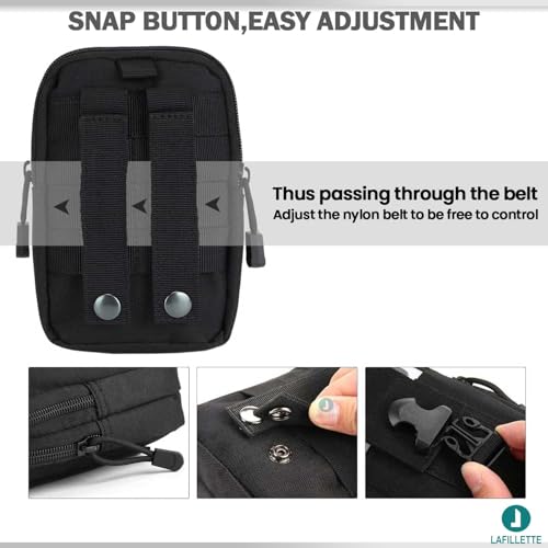LAFILLETTE Tactical Waist Belt Bag | Universal Outdoor Military Wallet Pouch Phone Case Gadget Pocket for Sports Camping Hiking (Black) - Image 5