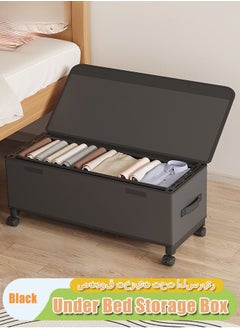 XiuWoo 67L Under Bed Storage on Wheels Metal Frame Underbed Storage Containers, Underbed Storage Boxes with Lid Visiable Window, Home Closet Organization Drawer Bins Organizer Black, 77x30x29cm  - Image 1