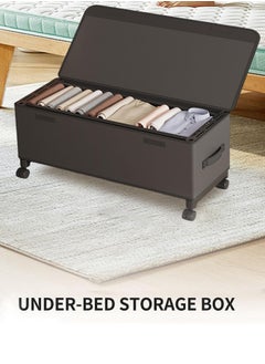 XiuWoo 67L Under Bed Storage on Wheels Metal Frame Underbed Storage Containers, Underbed Storage Boxes with Lid Visiable Window, Home Closet Organization Drawer Bins Organizer Black, 77x30x29cm  - Image 5