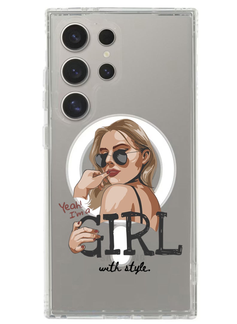 Theodor Magnetic Case for Samsung Galaxy S24 Ultra 6.8-inch Compatible with MagSafe Wireless Charging, Shockproof Phone Bumper Cover Girl with Style - Image 1