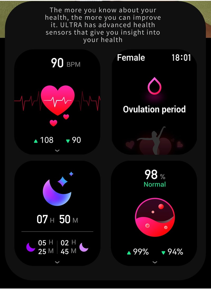 iOsuite - Ultra Smart Watch with Bluetooth Call HD 2.01" Screen Fitness Tracker with Heart Rate Blood Pressure Blood Oxygen Sleep Monitor, IP68 Waterproof Activity Tracker for Android and IOS Phones - Image 1