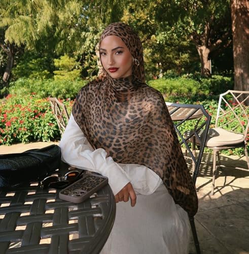 ZGMYC حجاب زغميك بطبعة النمر للأزياء للنساء، شال قطن مودال ناعم، حجاب فوري، لفات رأس، شالات، أوشحة طويلة - Image 3