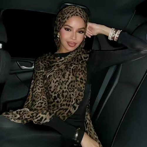 ZGMYC حجاب زغميك بطبعة النمر للأزياء للنساء، شال قطن مودال ناعم، حجاب فوري، لفات رأس، شالات، أوشحة طويلة - Image 4