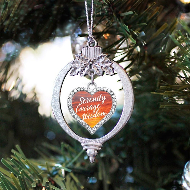 Inspired Silver - Sunset Serenity Prayer - Silver Christmas Ornament - Open Heart Charm Christmas Tree Ornament with Cubic Zirconia - Holiday Hanging Decoration - Image 2