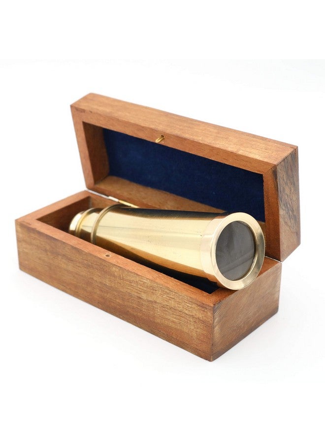 Mythrojan Mini Pirate Spyglass Telescope Brass Collapsible Hand Telescope With Wooden Box Small Vintage Telescope Pirate Decore Brass Decorative Telescope 6'' - Image 4
