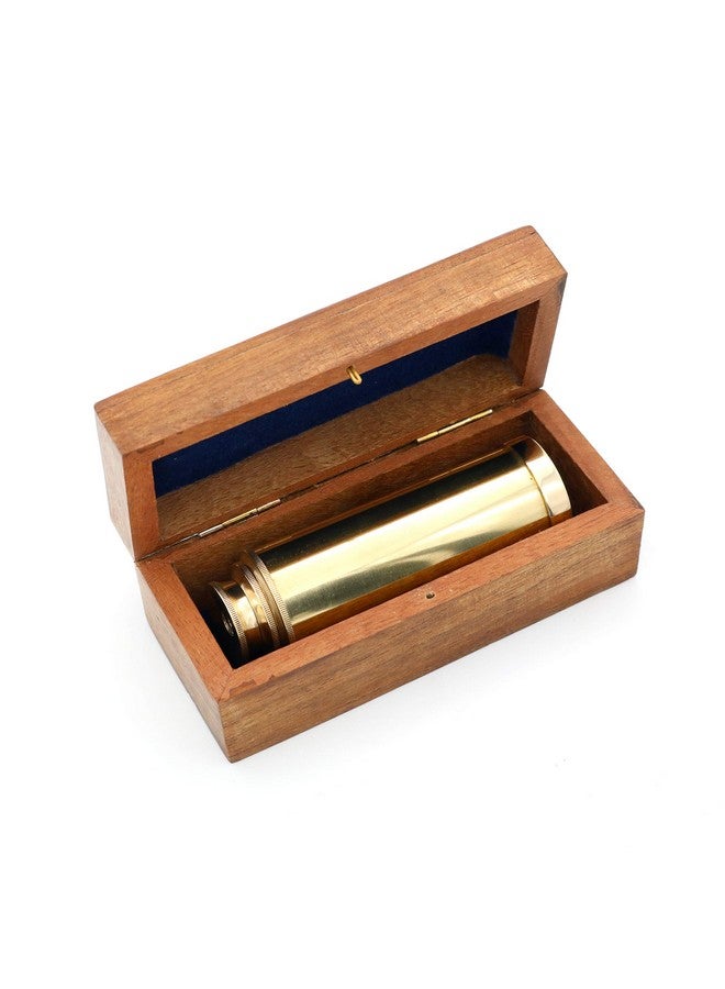 Mythrojan Mini Pirate Spyglass Telescope Brass Collapsible Hand Telescope With Wooden Box Small Vintage Telescope Pirate Decore Brass Decorative Telescope 6'' - Image 5