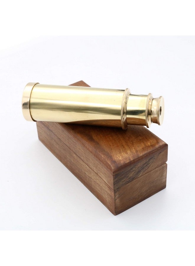 Mythrojan Mini Pirate Spyglass Telescope Brass Collapsible Hand Telescope With Wooden Box Small Vintage Telescope Pirate Decore Brass Decorative Telescope 6'' - Image 3
