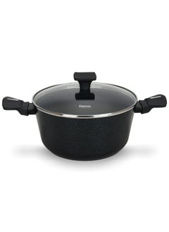 FERRO Fissman Stockpot Ferro 22x10Cm/2.67L with Glass Lid & Induction Bottom Premium Non Stick Stockpot Ideal for Soups Stews Boiling and All Heat Sources Kitchen Essential (Aluminium With Non Stick Coating)  - Image 1