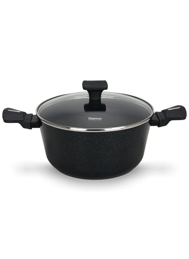 FERRO Fissman Stockpot Ferro 22x10Cm/2.67L with Glass Lid & Induction Bottom Premium Non Stick Stockpot Ideal for Soups Stews Boiling and All Heat Sources Kitchen Essential (Aluminium With Non Stick Coating)  - Image 1