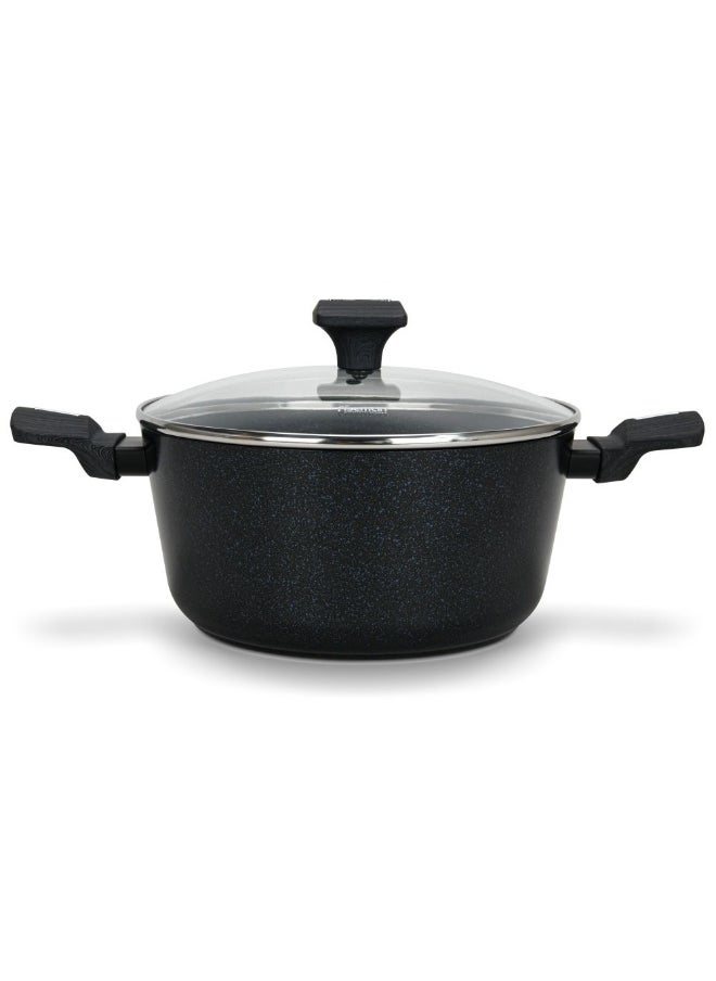 FERRO Fissman Stockpot Ferro 22x10Cm/2.67L with Glass Lid & Induction Bottom Premium Non Stick Stockpot Ideal for Soups Stews Boiling and All Heat Sources Kitchen Essential (Aluminium With Non Stick Coating)  - Image 2