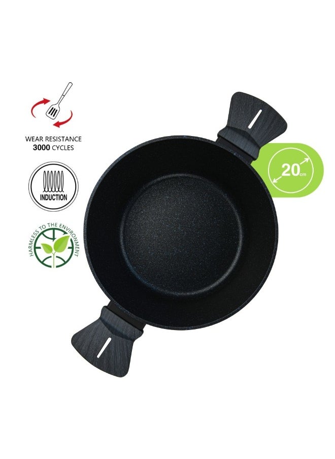 FERRO Fissman Stockpot Ferro 22x10Cm/2.67L with Glass Lid & Induction Bottom Premium Non Stick Stockpot Ideal for Soups Stews Boiling and All Heat Sources Kitchen Essential (Aluminium With Non Stick Coating)  - Image 3