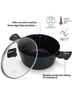 FERRO Fissman Stockpot Ferro 22x10Cm/2.67L with Glass Lid & Induction Bottom Premium Non Stick Stockpot Ideal for Soups Stews Boiling and All Heat Sources Kitchen Essential (Aluminium With Non Stick Coating)  - Image 4
