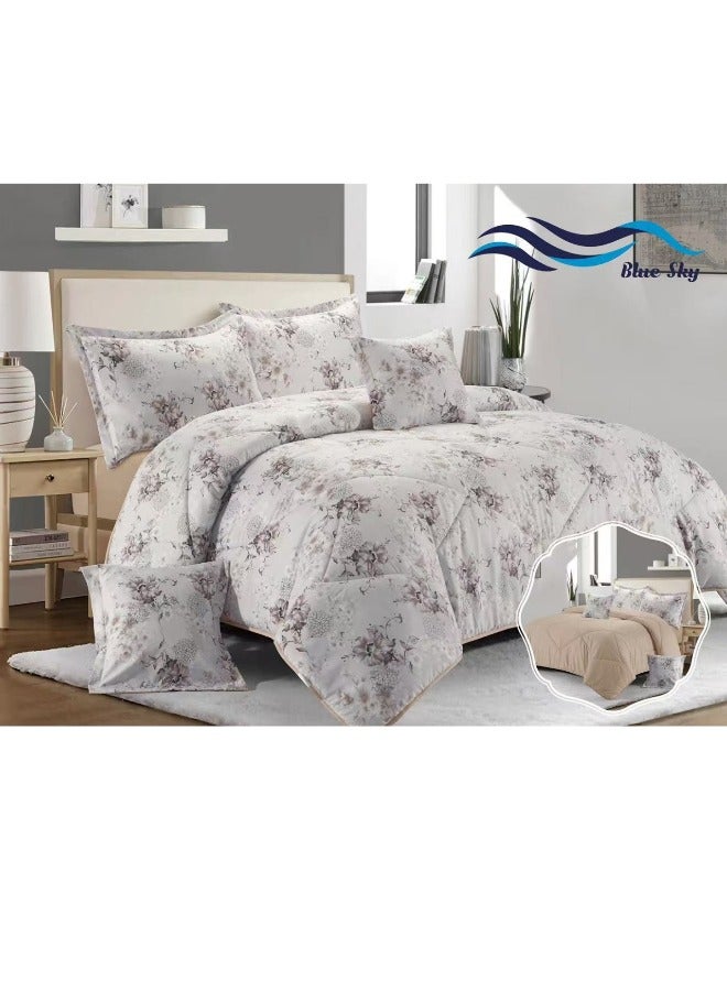 بلو سكاي مفرش سرير نفر من المايكروفايبر بنسبة 100% ، غطاء سرير بتصميم هندسي، قابل للاستخدام على الوجهين، طقم من 4 قطع، مقاس 230X170 سم - Image 1