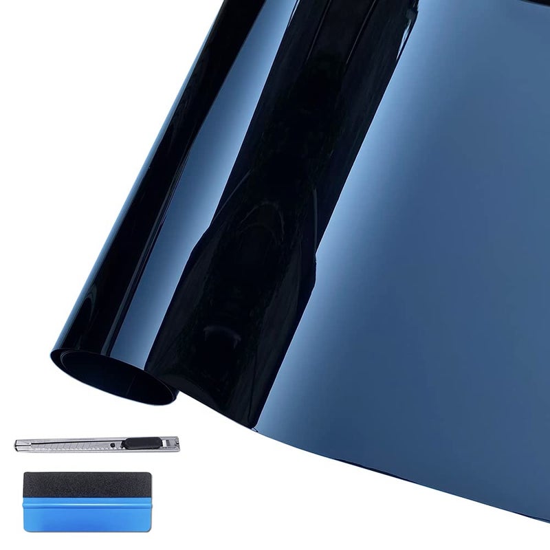 فيلم تغليف السيارات الفينيل الفاخر اللامع LZLRUN باللون الأسود البيانو 1 قدم × 10 أقدام