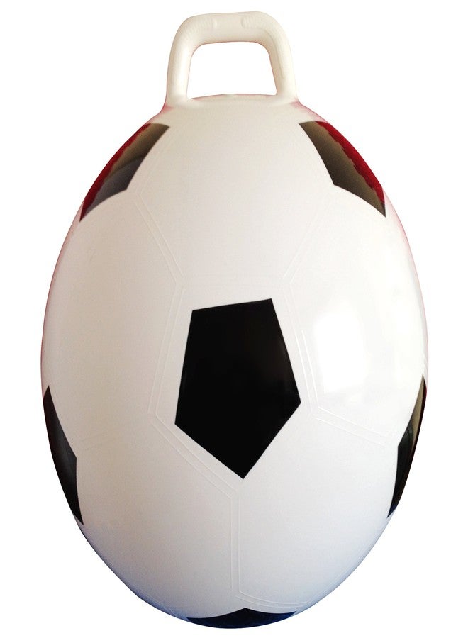 AppleRound Space Hopper Ball with Pump in Soccer Style, 18in / 45cm Diameter for Ages 3-7, Kangaroo Bouncer, Hoppity Hippity Hopball, Sit-on Bouncy Ball with Handle (White) - Image 2