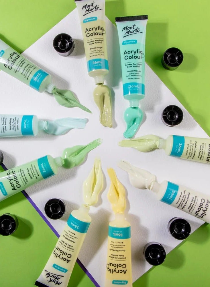 Mont Marte 18-Piece Signature Acrylic Paint Set Pastel Colours 36ml Content Per Tube - Image 3