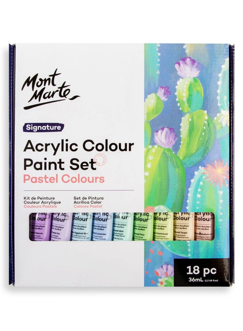 Mont Marte 18-Piece Signature Acrylic Paint Set Pastel Colours 36ml Content Per Tube - Image 5