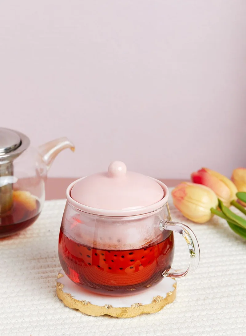 AURORA Pink Glass Tea Infuser Mug